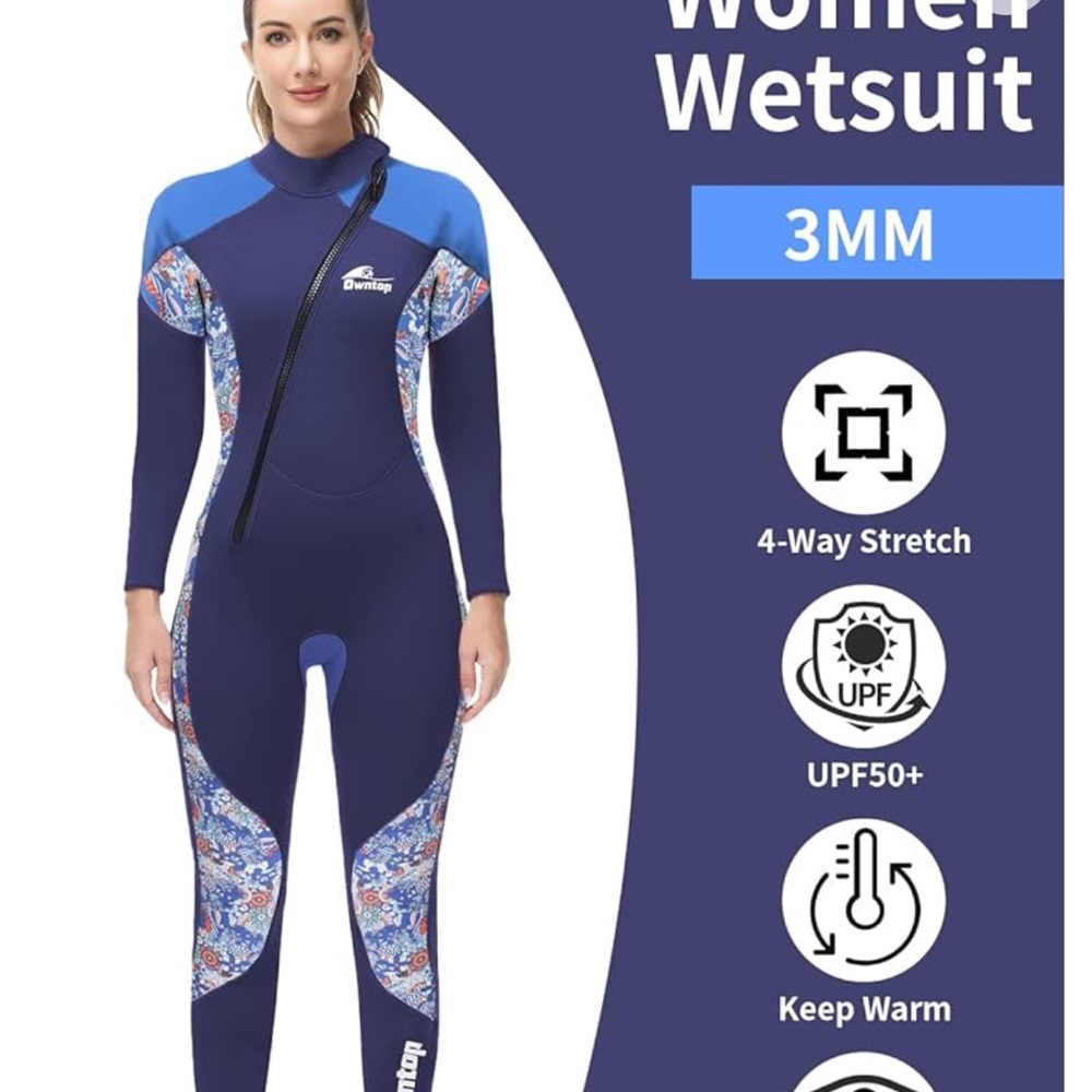 Blue Neoprene Wetsuit with Geometric Accents - Picture 12 of 14